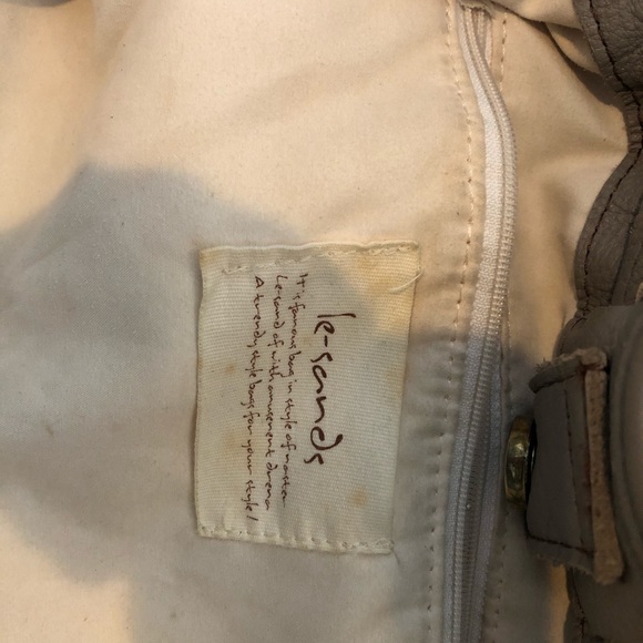 100% grey leather drawstring tote - Picture 7 of 11